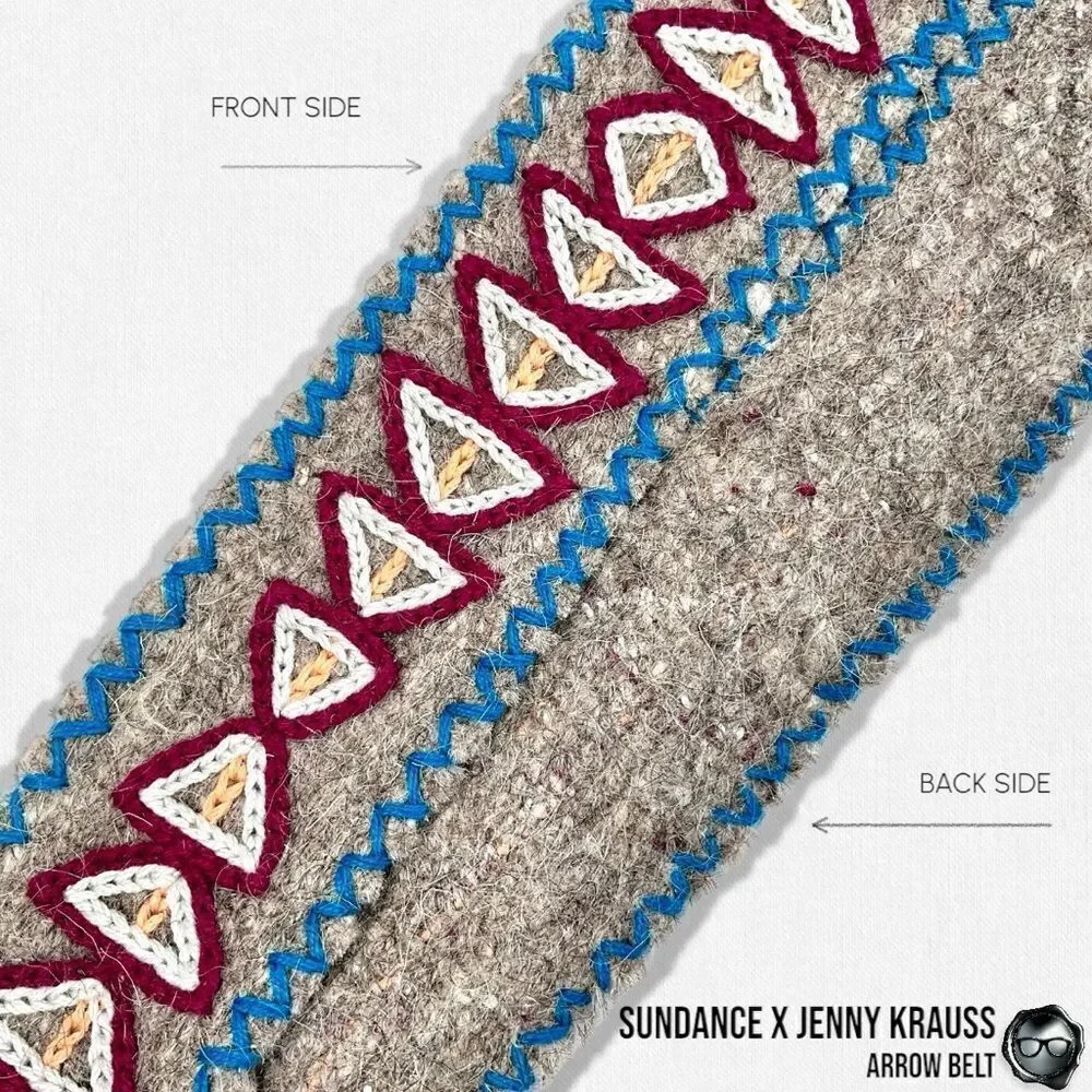 SUNDANCE X JENNY KRAUSS EMBROIDERED WOOL ARROW BELT VINTAGE 2015 HANDMADE M/L